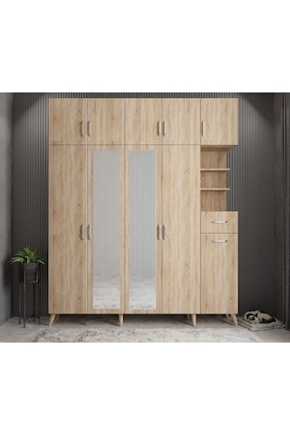 Açelya Portmanto Vestiyer Meşe  225cm M10