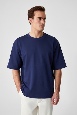 Grimelange Dazmann Erkek Oversize Fit Bisiklet Yaka Kısa Kollu %100 Organik Pamuk Lacivert T-shirt Lacivert