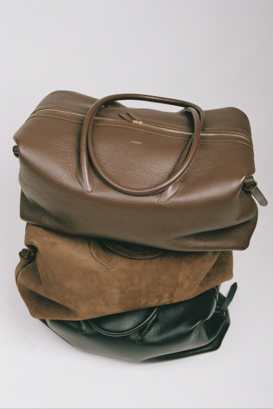 Yuzefi Brioche Weekender Pebble Deri, El İşçiliği Lüks İtalyan Tasarım Seyahat Ve Omuz Çantası Espresso