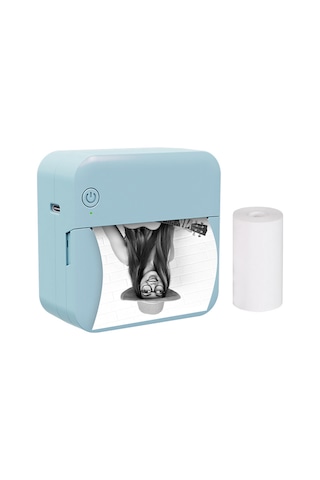 Vkemall Mavi P7 Mini Termal Yazıcı, Bluetooth İle Bağlanabilir, Siyah-beyaz Yazdırma, 57mm Kağıt, 1000mah Pil, Not/resim/metin Yazdırır