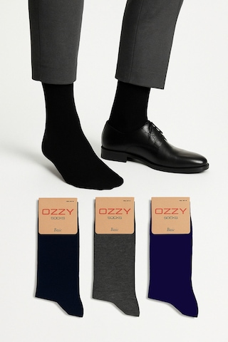 Ozzy Socks 3 Çift Siyah Lacivert Antrasit Viskon Dikişsiz Rahat Nefes Alabilir Erkek Soket Çorap Seti Çok Renkli
