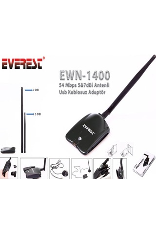Everest Ewn-1400 54 Mbps Usb 5 ve 7Dbi Antenli