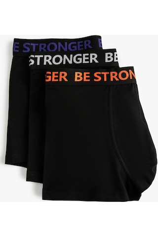 Koton 3'Lü Boxer Seti Slogan Baskılı Siyah 5Wlm90011Mk