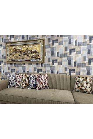 Nivemeshome Mozaik Mavi-beyaz 45x45 Dolgulu Kırlent Kılıfı Mavi- Beyaz