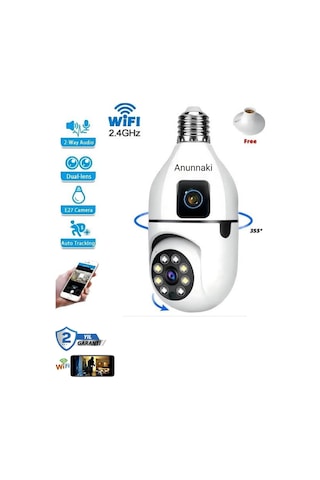 Çift Lens Ip Ampul Kamera Hareketli Gece Görüş Ses Kayıtlı Wi-fi Güvenlik Kamerası