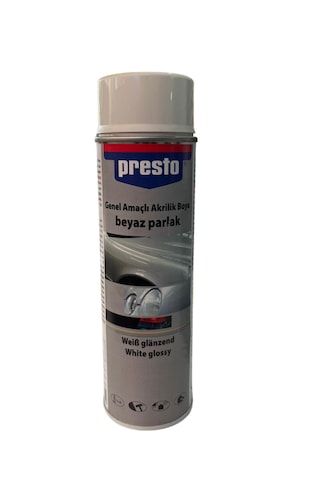 Presto Genel Amaçlı Akrilik Sprey Boya Araba Parlak Beyaz