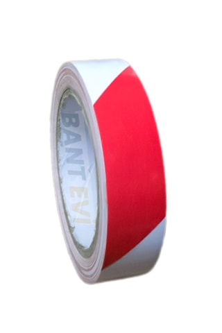 Yer İşaretleme Bandı 25mmx30metre Kırmızı Beyaz Zemin İşaretleme