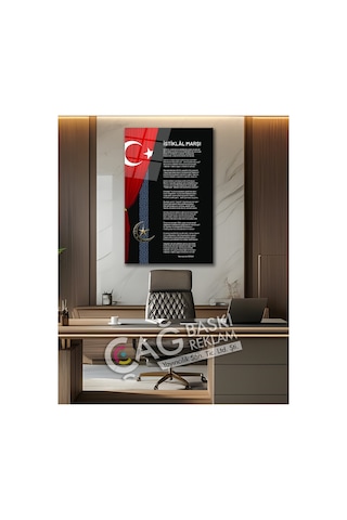 İstiklal Marşı Mehmet Akif Ersoy Cam Tablo Modern Ev Ofis Salon Duvar Oda Dekoru Hediyelik Modern Dekorasyon Temalı Dekoratif Duvar Tablosu, Salon, Ev Ve Ofis Dekoru,