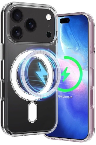Apple Uyumlu iPhone 17 Pro Magsafe Kılıf Manyetik Halka Şeffaf Silikon