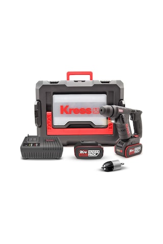 Kress KUC50.2 20V/4.0Ah. Li-İon Çift Akülü Kömürsüz 1.7j Profesyonel Sds-Plus Pnömatik Şarjlı Matkap + 10 MM Mandren