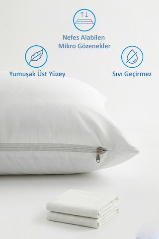 Sıvı Geçirmez Yastık Alezi 50x70 Cm Su Geçirmez Yastık Koruyucu 6 Paket 12 Adet Beyaz