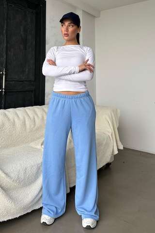 Madmext Mavi Bol Paça Kadın Eşofman Altı Mg2279 Mavi