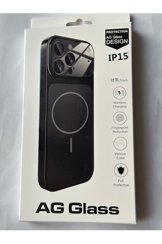 İphone 15 Ag Glass Magsafe Siyah Kaliteli Kılıf Yeni Trend Şok Emici & Tam Koruma, 5 Renk Siyah