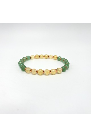 Sertifikalı Şans Bilekliği Doğal Taş 6mm Misinalı Aventurin Sitrin Çok Renkli