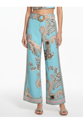 Xint Turkuaz Pamuk Dokulu Regular Fit Pantolon 201342