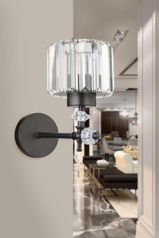 İstanbul Avize Cabo Tekli Siyah Y 10 Kristal Taşlı Aplik Siyah