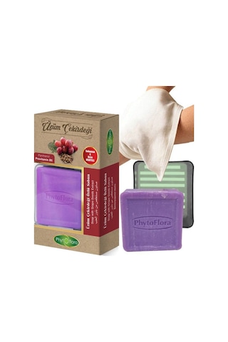 Phytoflora Üzüm Çekirdeği Özlü Sabun + Sabunluk + Kese