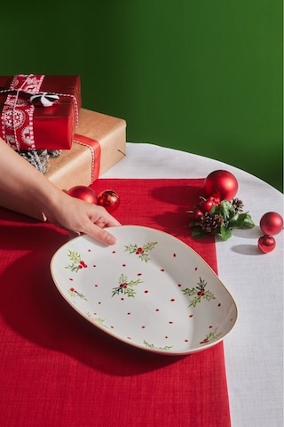 Karaca New Year Yılbaşı Kokina Oval Kayık Tabak 33 Cm