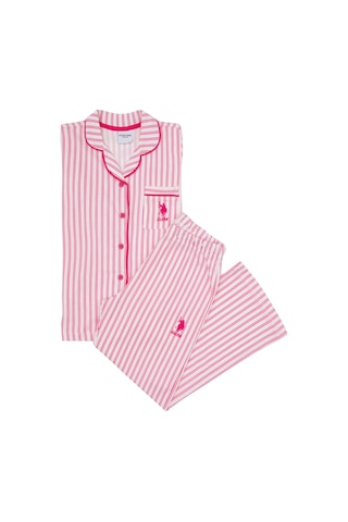 U.S. Polo Assn. Kız Çocuk Fuşya Çizgili Pijama Takımı 50318940-VR023