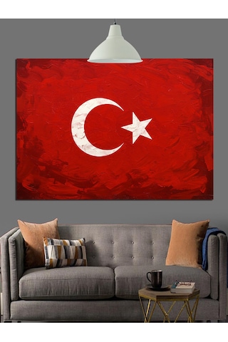 Türk Bayrağı Sade Tasarım Dekoratif Kanvas - Mdf Ahşap Tablo
