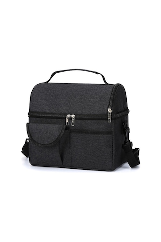 Büyük Yalıtımlı Beslenme Çantası Sızdırmaz Soğutucu Çanta Çift Bölmeli Beslenme Taşıma Çantası Kamp İçin Erkekler Kadınlar İçecek Kutuları Şarap Çantası Soğutucu Kutu Siyah