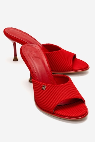 Luvishoes Wendy Kırmızı Kadın İnce Topuklu Terlik Kırmızı