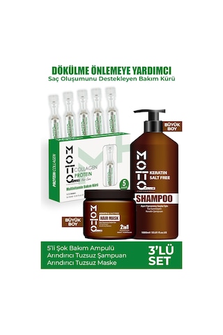 Motto Plus Professional 3'lü Set Dökülme Önleyici Ve Saç Oluşumunu Destekleyen Şok Bakım Seti