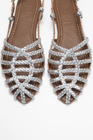 Claudıa Gümüş Örgü Kafes Tasarım Kadın Sandalet Gümüş