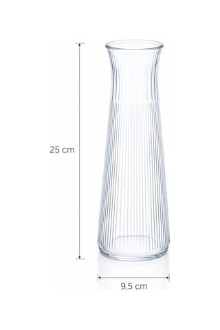 Dekoratif Top Kapaklı Cam Karaf - Modern Çizgili Cam Sürahi Sunumluk Meşrubat Şerbetlik 25 Cm