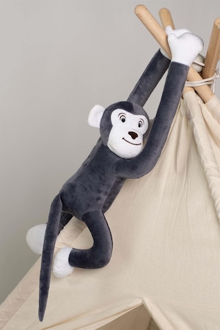 Boumini Toys Boyuna Sarılan Peluş Maymun Antrasit Gri Elleri Çıtçıtlı 55 Cm - Antrasit Gri