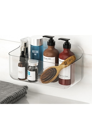 Wezone Banyo Duş Suyu Akıtıcı Sabitlenmeyen Duvarlı Dolap Sabun Kosmetik Depolama Rafı Beyaz - Küçük Boy Diğer