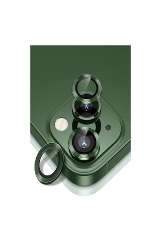 Apple Uyumlu iPhone 13 ile Alüminyum Alaşım Temperli Cam Kamera Lens Koruyucu - Yeşil