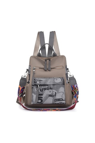 Kadın Modası Kontrast Renk Trendy Okul Çantası Büyük Kapasiteli Sırt Çantası Gri Gri