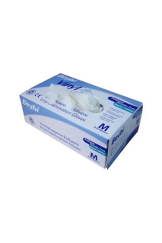 Beybi Pudrasız Vinil Şeffaf Muayene Eldiveni 20 x 100'lü M