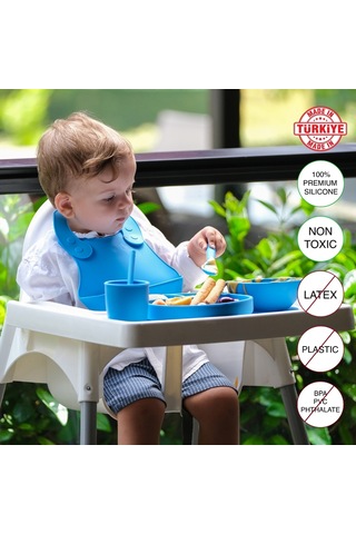 Babychefs Silikon Bebek Beslenme Seti 6 Parça-mavi