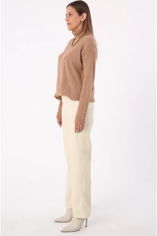 Dikiş Detaylı Deri Pantolon 77066ekru-ekru Ekru