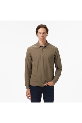 Nautica Erkek Kahverengi Classic Fit Uzun Kollu Polo Yaka T-shirt 026 K57351t Kahverengi