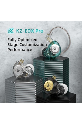 Kz Edx Pro Profesyonel Akustik Tuning Hifi Stereo Ses Kablolu Kulaklık, 2pin-c Ayrılabilir Düz Şeffaf Kablo İle Müz Diğer