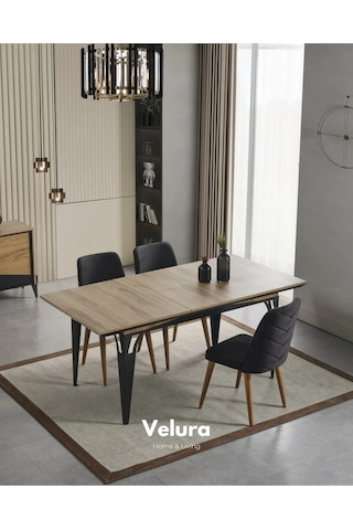 Ada Yemek Odası Takımı Yemek Masası + 4 Adet Sandalye Kahverengi