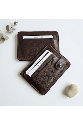 Passtell %100 Hakiki Deri Trend Model Minimalist Unisex Kredi Kartlık Ve Cüzdan Ebatlar 11,5 Cm /8,5 Cm Kahverengi