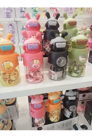Premium Arkadaş Hediyesi Eğlenceli Mataralar Tatlı Matara Sevimli Tavşan Su Matarası Çok Renkli
