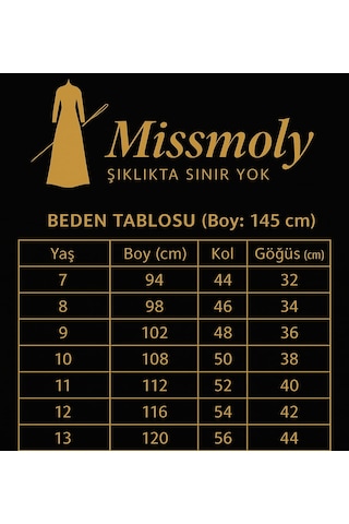 Mismoly Medine İpeği Beli Lastikli Bağcıklı Çocuk Ferace Bej Açık Bej