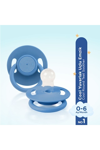 Wee Baby Cool Yuvarlak Uçlu Emzik No:1 Mavi 0-6 Ay