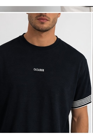 Cazador Erkek T-shirt Dokuma Kısa Kol 44710 Laciver Lacivert