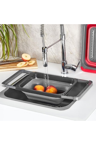 Porsima L-00852-2 Silikon Katlanabilir Akordiyon Evye Üstü Süzgeç