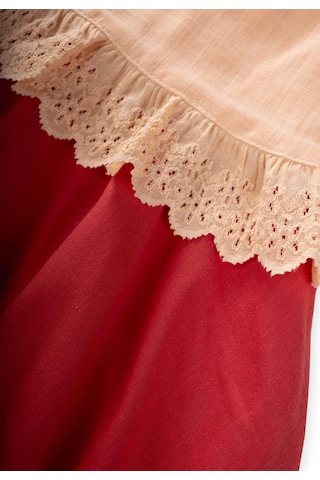 Cigit İki Renkli Beli Dantelli Elbise 2-7 Yaş Yavruağzı Yavruağzı