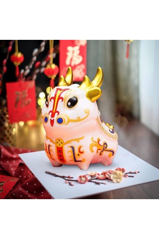 Homyl Porselen Çin Yılı Ejderha Figürleri Teneke Kutu Beyaz Beyaz