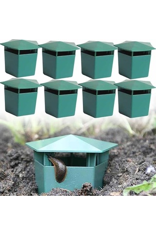 Geeksen 8 Adet Yeşil Plastik Bahçe Sünger & Salyangoz Tuzağı - Çevre Dostu Zararlı Kontrol Aleti, Bitki Koruyucu, Sıcak Suya Dayanıklı