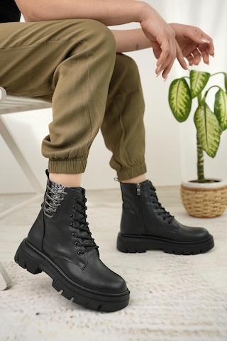 Nesil Shoes Fncy 206 Siyah Fermuarlı Kadın Bot-siyah Siyah