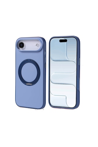 Apple Uyumlu iPhone 17 Air Kılıf M-safe Şarj Özellikli Standlı Mkst Proton Silikon Kapak - Lacivert Lacivert